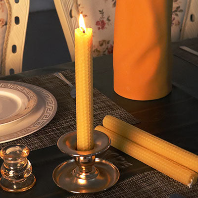 rolled beeswax taper candles