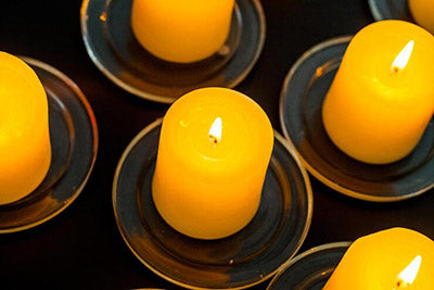 golden light beeswax candles